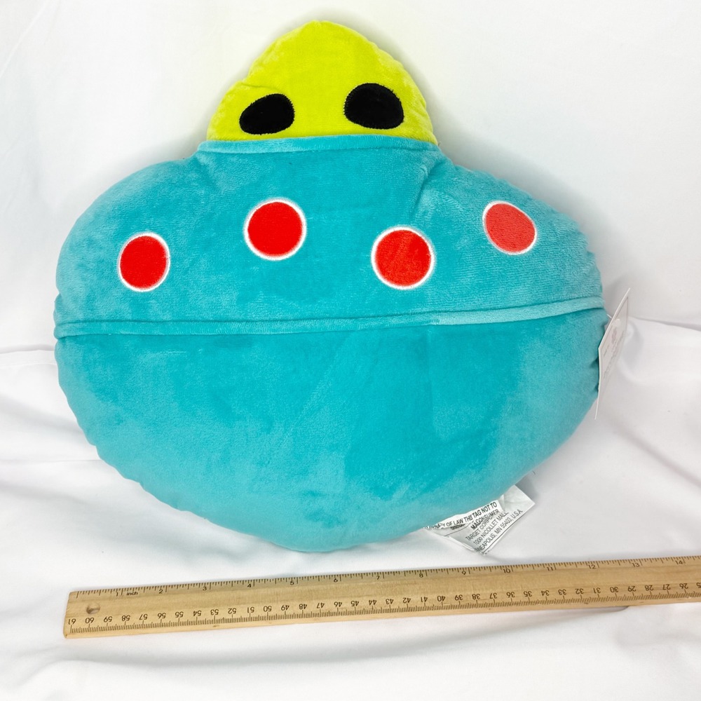 UFO Alien SOFT Pillow 2024 Halloween Plush 3D Flying Saucer Target Bullseye NEW